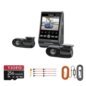 Viofo A229 Plus 3CH dash cam bundle with HK4 hardwire kit, 8pcs fuse taps and 256GB card