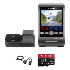 Viofo A229 Ultra 2CH Dash Cam OP100 OBD Power Cable 256GB Bundle