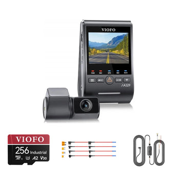 Viofo A329S 2CH dash cam bundle with HK6 hardwire kit, 8pcs fuse taps and 256GB card