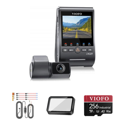 Viofo A329S 2CH Dash Cam HK6 Hardwire Kit CPL-600 256GB Bundle