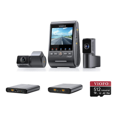 Viofo A329S 3CH Dash Cam BP100 Battery Pack EP100 Expansion Battery 512GB Bundle