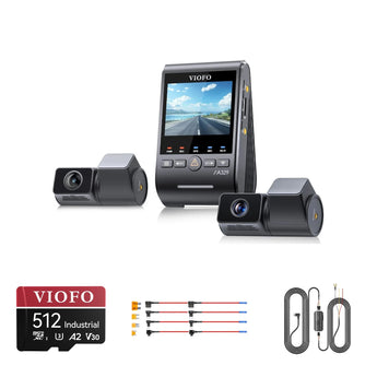 Viofo A329T 3CH dash cam bundle with HK6 hardwire kit, 8pcs fuse taps and 512GB card