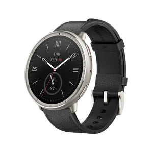 Amazfit Active 2 Premium Round Smart Watch Black Leather