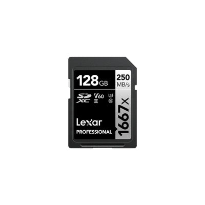 Lexar 128GB Professional 1667x SDXC UHS-II Card Silver Series Class 10 U3 V60