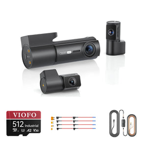 Viofo T340 4CH dash cam bundle with HK6-F hardwire kit, 8pcs fuse taps and 512GB card