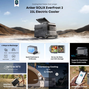Anker SOLIX EverFrost 2 23L Electric Powered Cooler Portable Refrigerator 288Wh - CEN