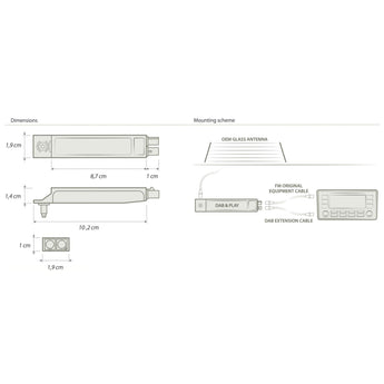 Calearo FM DAB & Play Amplifier Diversity Antenna Volkswagen Seat Skoda 7590007 - CEN