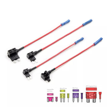 Dash Cam Hardwire Fuse Tap Kit Low Profile Mini Micro Standard Piggy Back Fuses - CEN
