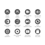 FineVu GX1000 2CH Dash Cam 2K QHD Front & Rear Camera Includes 64GB Card - CEN