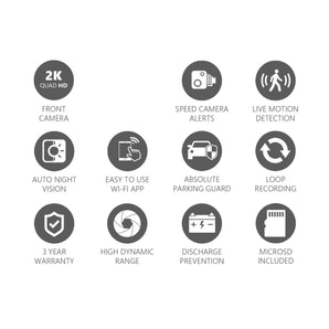 FineVu GX400 1CH Dash Cam 2K QHD STARVIS Front Camera Includes 32GB Card - CEN