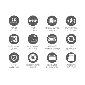 FineVu GX4K 2CH Dash Cam 4K Ultra HD Front & Full HD Rear Camera Includes 64GB Card - CEN