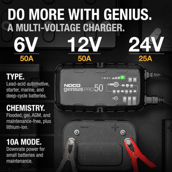 NOCO GeniusPRO50 6V/12V/24V 50A Battery Trickle Charger Maintainer Desulfator - CEN
