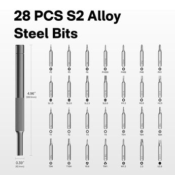Hoto Mini Precision Screwdriver Set 28 in 1 S2-Steel Bits Magnetic Storage Case - CEN
