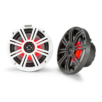 Kicker Marine KA45KM654L Speakers KM 6.5" Coaxial White & Charcoal LED Grills - CEN
