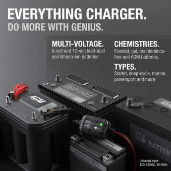 NOCO Genius2 6V/12V 2A Smart Battery Trickle Charger Maintainer Desulfator - CEN