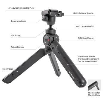 PGYTECH MantisPod 2.0 Mirrorless Camera Travel Vlogging Tripod with Ball Head - CEN