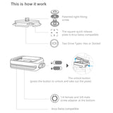 PGYTECH Quick Release Clamp SnapLock Camera Adaptor Arca-Swiss Compatible - CEN