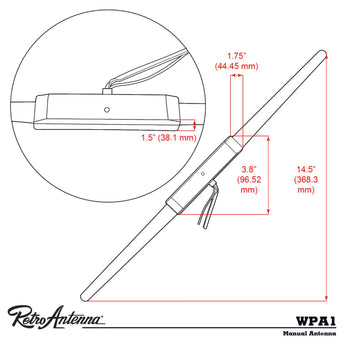 RetroSound WPA2 Amplified Hide Away Antenna Classic Car Radio FM AM Aerial - CEN