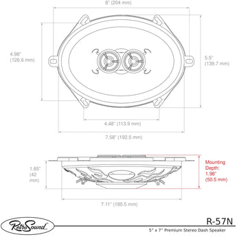 RetroSound Premium Single Triax Speaker 5x7 Inch with Bracket RS-UB1KT 60w RMS - CEN