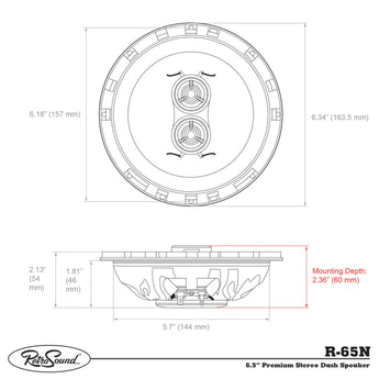 RetroSound Premium Single Triax Speaker 6.5 Inch with Bracket RS-UB1KT 50w RMS - CEN