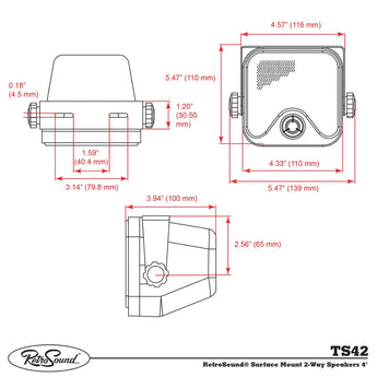 RetroSound Surface Mount 2 Way Speakers 4 Inch Sold as a Pair 20w RMS - CEN