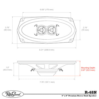 RetroSound Triax Deluxe Dual Voice Coil 4x8 Inch Single Stereo Speaker 60w RMS - CEN
