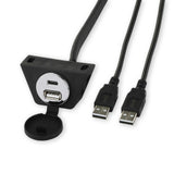 RetroSound Chrome Panel & Dash Mount USB-A & USB-C Extension Harness 1.3m Cable - CEN