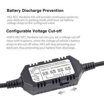 Viofo HK3 Hardwire Parking Mode Power Cable for A119 V3 & A129 Dash Cam Camera - CEN