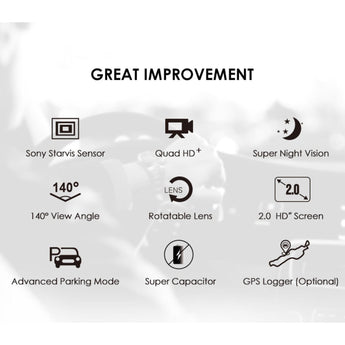 Viofo A119 V3 Dash Cam Front 1 Channel 2K Quad HD 5MP Starvis GPS Dash Camera - CEN