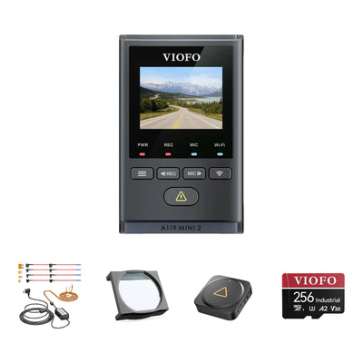 Viofo A119 Mini 2 Dash Cam HK4 Hardwire Kit CPL-100 Bluetooth Remote 256GB Bundle
