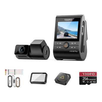 Viofo A149 Pro Duo Dash Cam HK6-A Hardwire Kit CPL-600 Bluetooth Remote 256GB Bundle