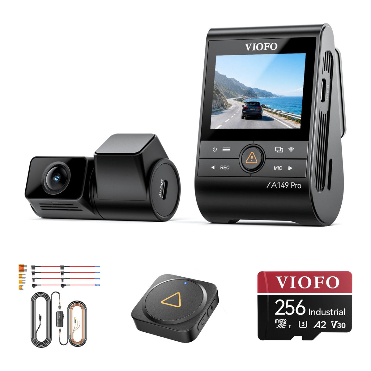 Viofo A149 Pro Duo Dash Cam HK6-A Hardwire Kit Bluetooth Remote 256GB Bundle