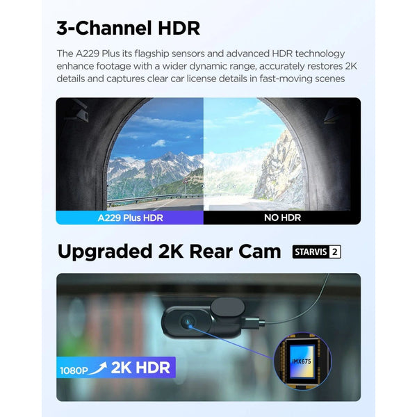 Viofo A229 Plus 3CH Dash Cam 3 Channel 2K Front Rear Cabin