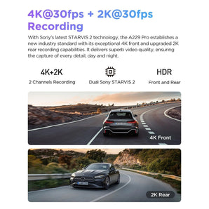 Viofo A229 Pro 2CH Dash Cam 2 Channel 4K Front 2K Rear