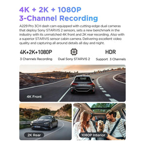 Viofo A229 Pro 3CH Dash Cam 3 Channel Front Rear Cabin 4K