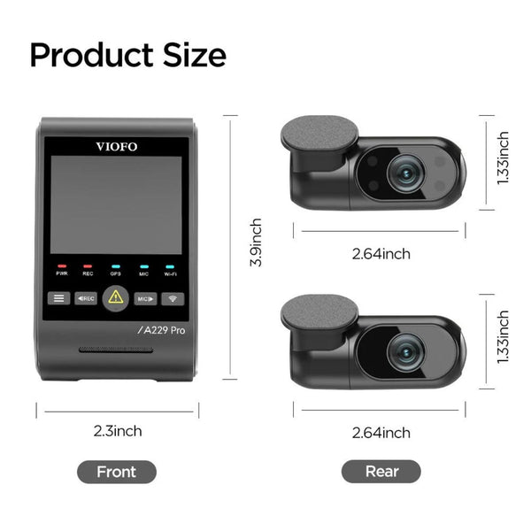 Viofo A229 Pro 3CH Dash Cam 3 Channel Front Rear Cabin 4K