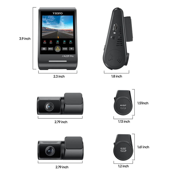 Viofo A229 Pro Tele 3CH Dash Cam 3 Channel 4x Zoom 4K