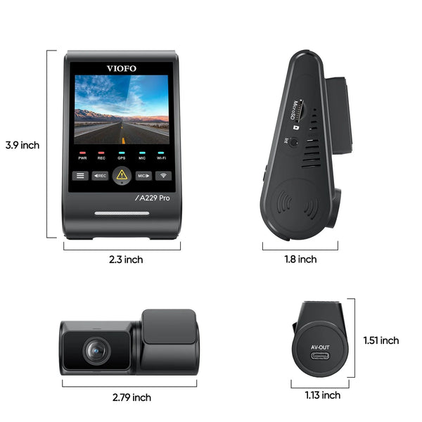 Viofo A229 Pro Tele 2CH Dash Cam 2 Channel Telephoto 4K
