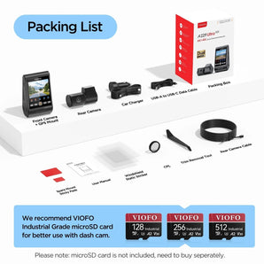 Viofo A229 Ultra 2CH Dash Cam Front Rear 2 Channel 4K