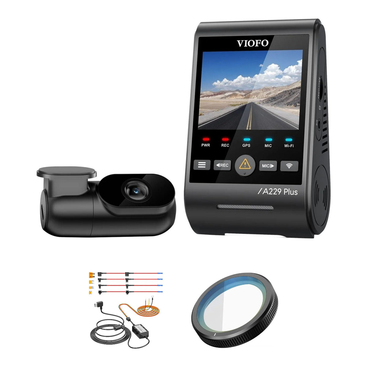 Viofo A229 Plus 2CH Dash Cam HK4 Hardwire Kit CPL-200 Bundle