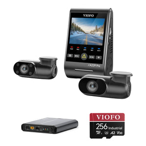 Viofo A229 Pro 3CH dash cam bundle with BP100 battery pack and 256GB card