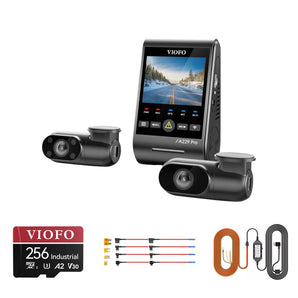 Viofo A229 Pro 3CH dash cam bundle with HK4 hardwire kit, 8pcs fuse taps and 256GB card