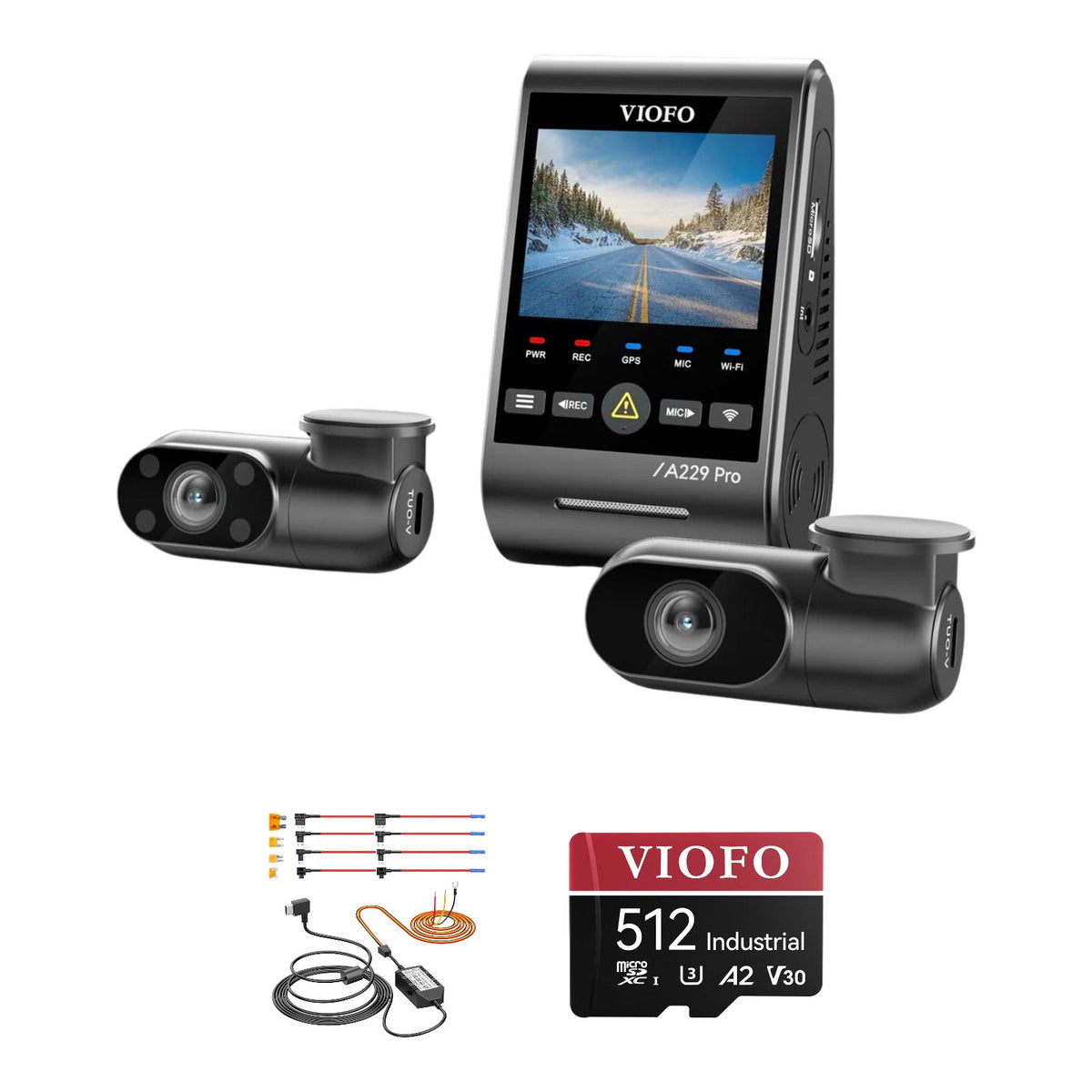 Viofo A229 Pro 3CH Dash Cam HK4 Hardwire Kit 512GB Bundle