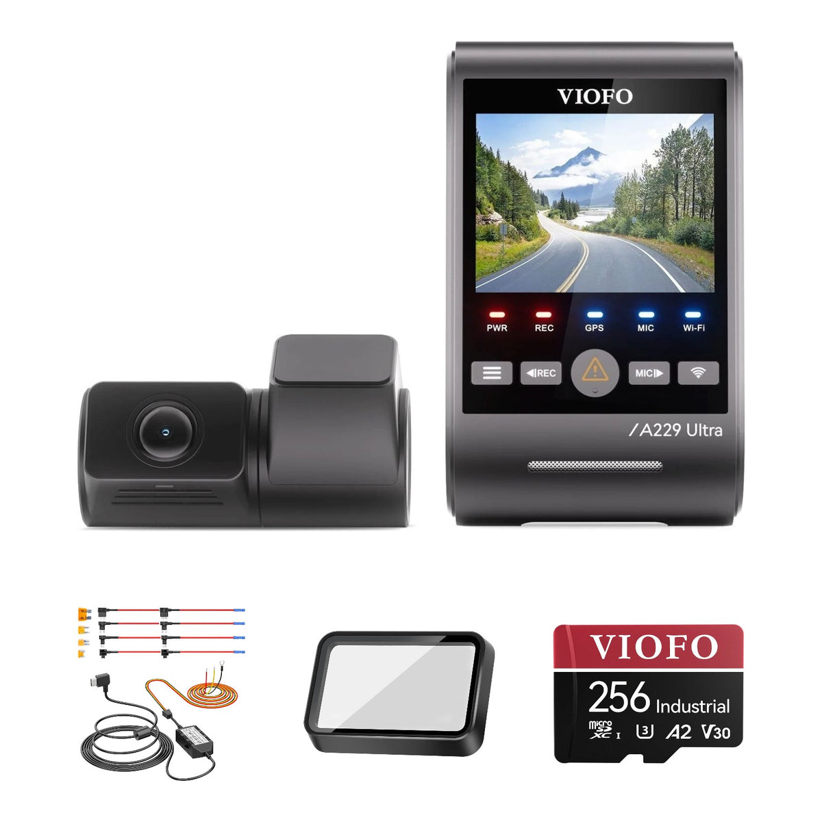 Viofo A229 Ultra 2CH Dash Cam HK4 Hardwire Kit CPL-600 256GB Bundle