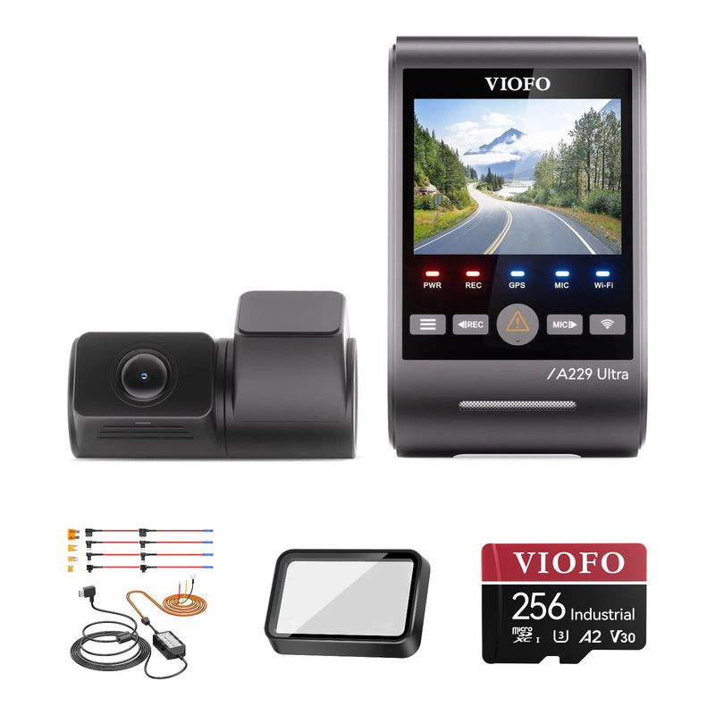 Viofo A229 Ultra 2CH Dash Cam HK4 Hardwire Kit CPL-600 256GB Bundle