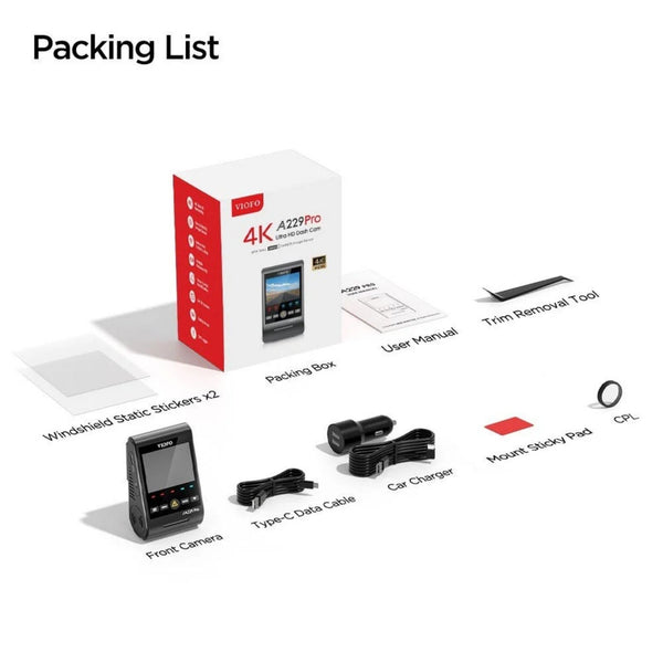 Viofo A229 Pro 1CH Dash Cam Front 1 Channel 4K Ultra HD