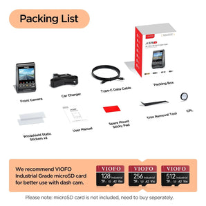 Viofo A329S 1CH Dash Cam Front 1 Channel 4K Ultra HD