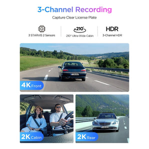 Viofo A329S 3CH Dash Cam 3 Channel 4K Front 2K Rear Cabin