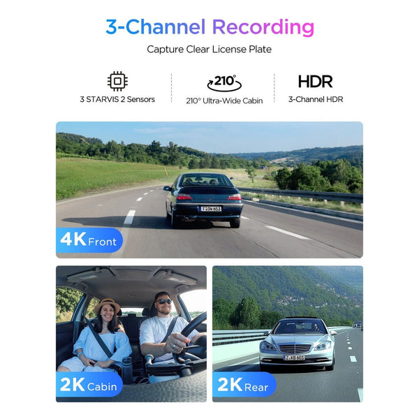 Viofo A329S 3CH Dash Cam 3 Channel 4K Front 2K Rear Cabin