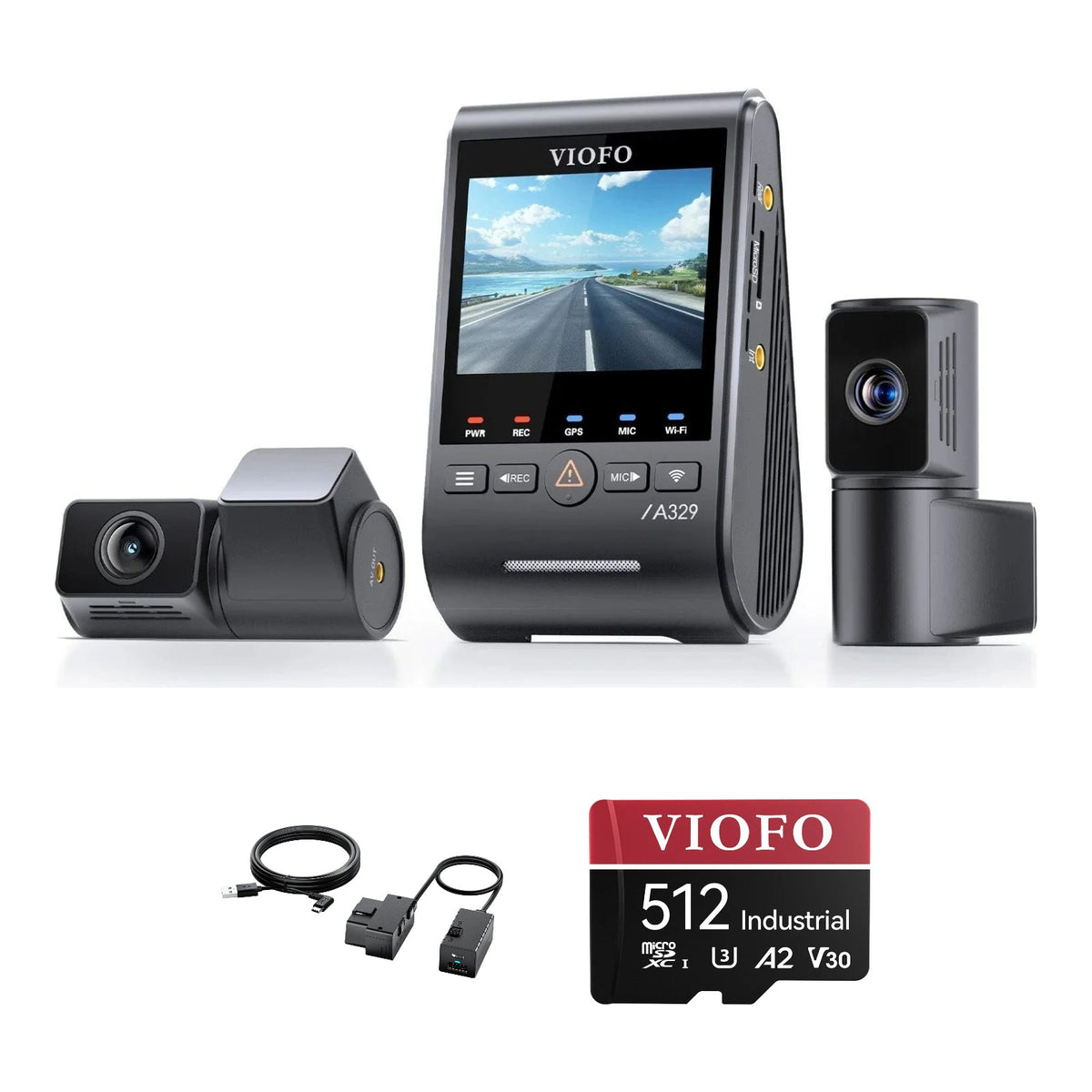 Viofo A329S 3CH Dash Cam OP100 OBD Power Cable 512GB Bundle